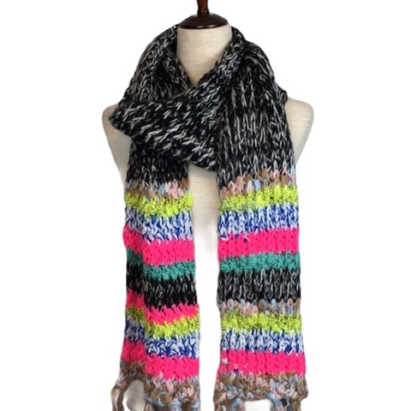 COLLECTION EIGHTEEN XIIX Scarf Chunky Knit Yarn Boho Bright Multi Oversized NWT - Picture 3 of 12
